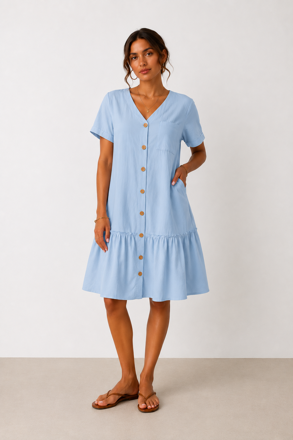 Robe en coton et lin