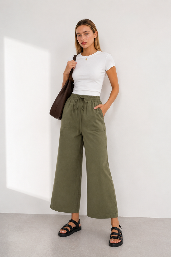 Pantalon Large à Cordon de Serrage