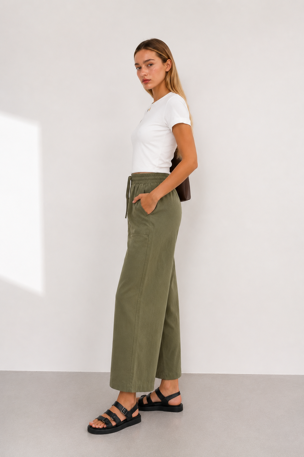 Pantalon Large à Cordon de Serrage