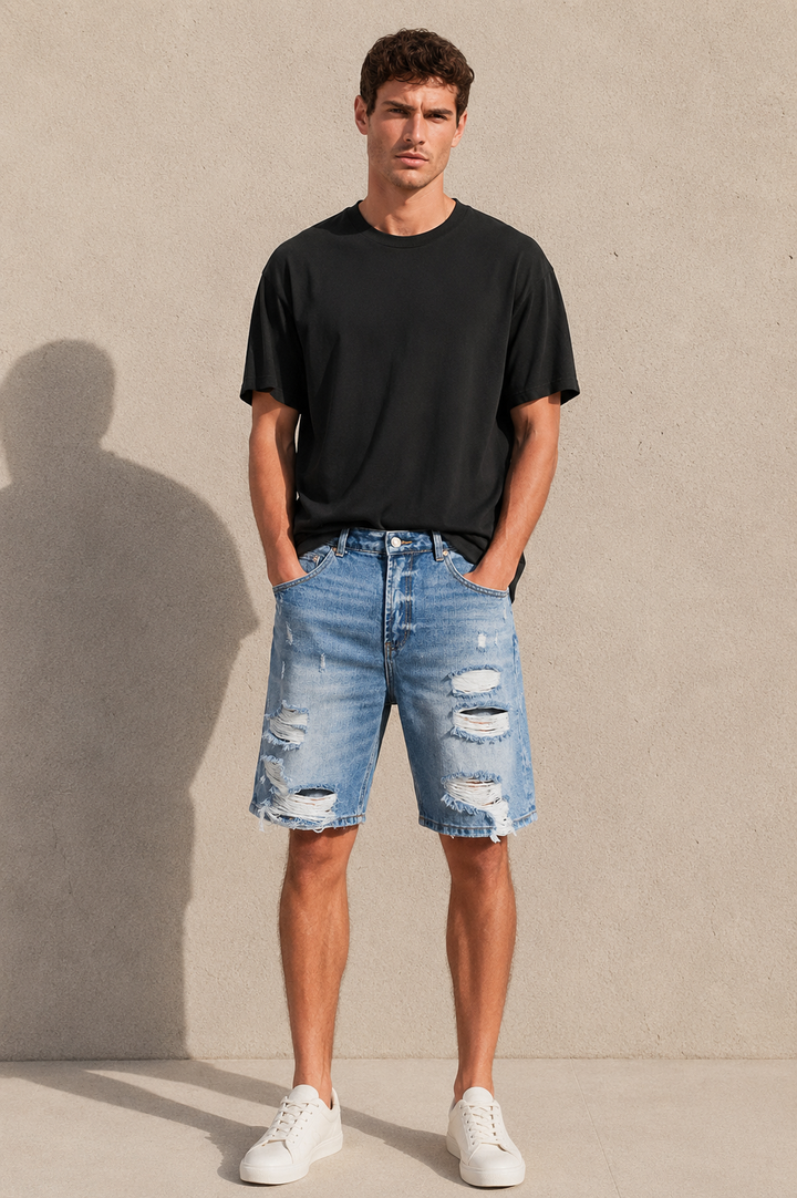 Short en jean déchiré tendance